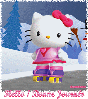 Gif hello - Bonne journée avec Hello Kitty faisant du roller-a