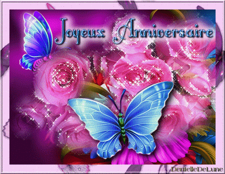 Gif Scintillant Joyeux Anniversaire Femme Roses Papillons Les Gifs Animes De Dentelledelune