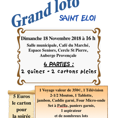 Loto St Eloi et Foire Provençale de Noël 2018