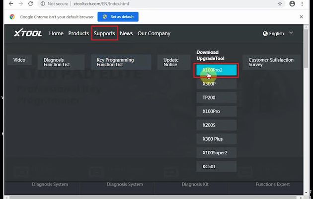 Procédure en ligne de mise à jour du programmeur clé Xtool X100 Pro2