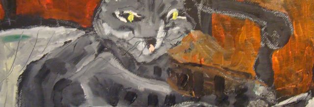 Jacky Muchery :hommage à Théophile Alexandre Steinlen, chat sur un fauteuil
