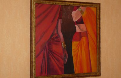 FEMMES EN DRAPE A LA PEINTURE ACRYLIQUE