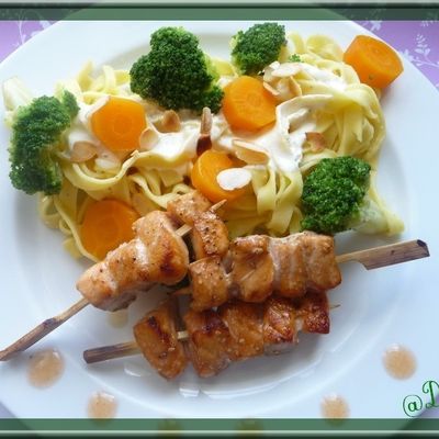 Brochettes de saumon.