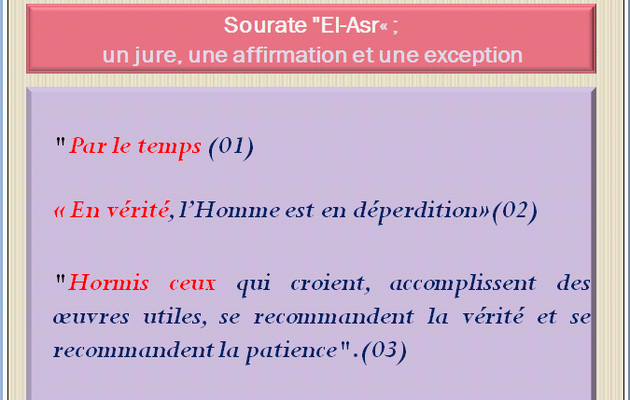 Sourate El Asr (le temps): L'homme égaré et l'homme guidé