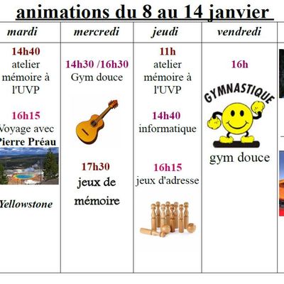 Animations de la semaine