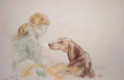 Chiens de vénerie -crayon aquarellable