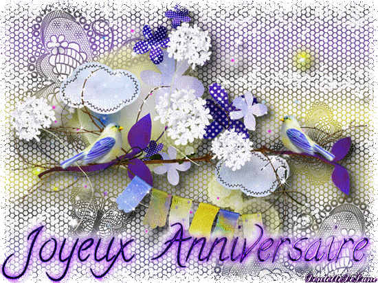 Gif Joyeux Anniversaire Scintillant Fleurs Oiseaux Papillons Les Gifs Animes De Dentelledelune