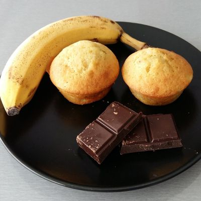 Muffins bananes coeur de chocolat