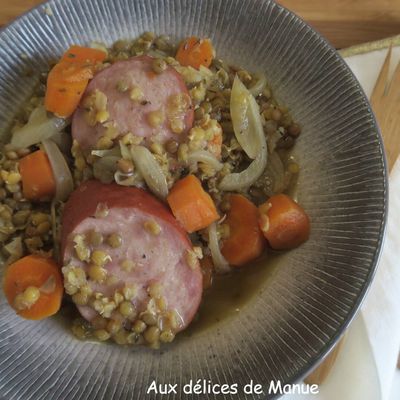 Trio de lentilles au  saucisson à l'ail, au Cookéo ou pas