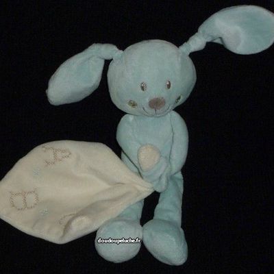 doudou lapin pommette bleu mouchoir abc 