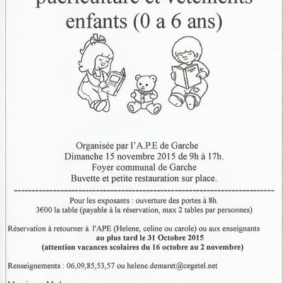 Bourse aux jouets, puericulture et vetements enfants 0 a 6 ans