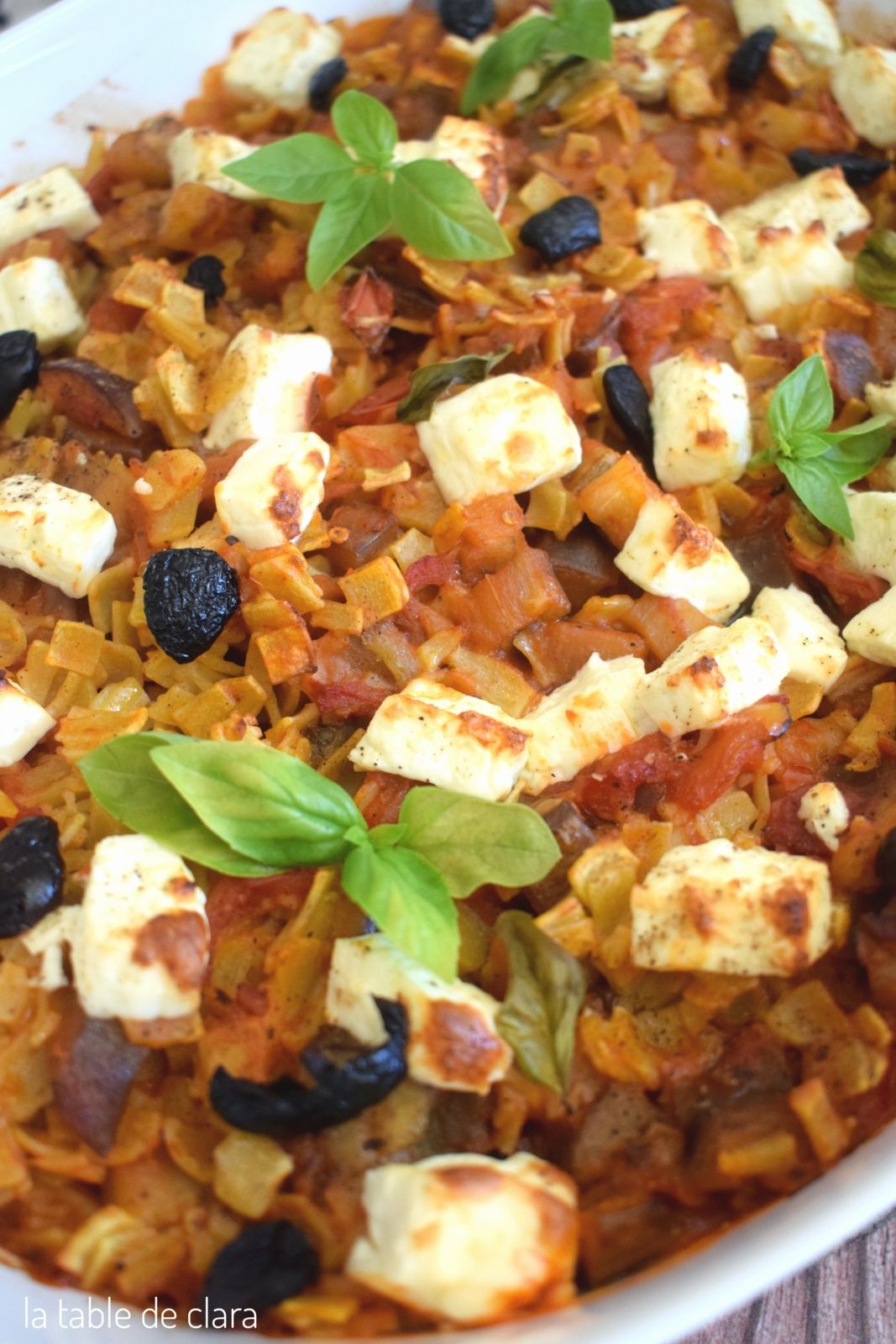 Gratin pâtes grecques (Xilopites) aubergines feta