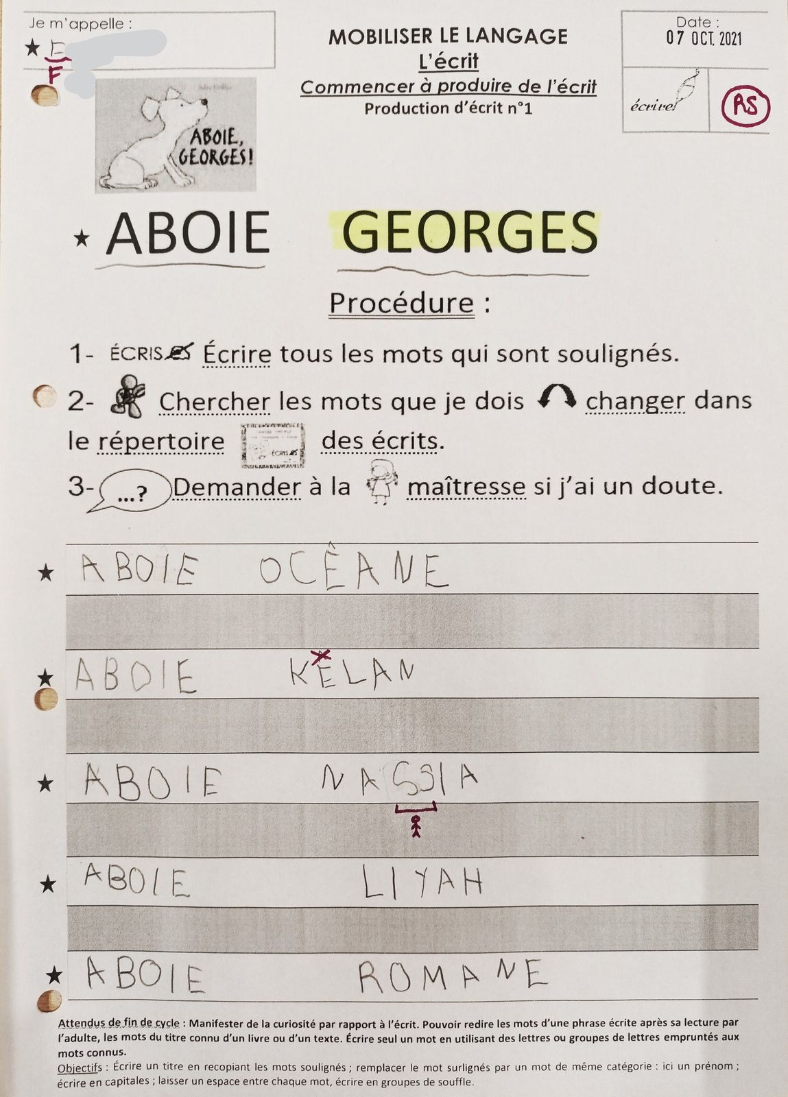 Pages De Garde Cahiers Grande Section Mat Le cahier outils et nos premières productions d'écrits GS- P.1-2021 -  Lutins de maternelle