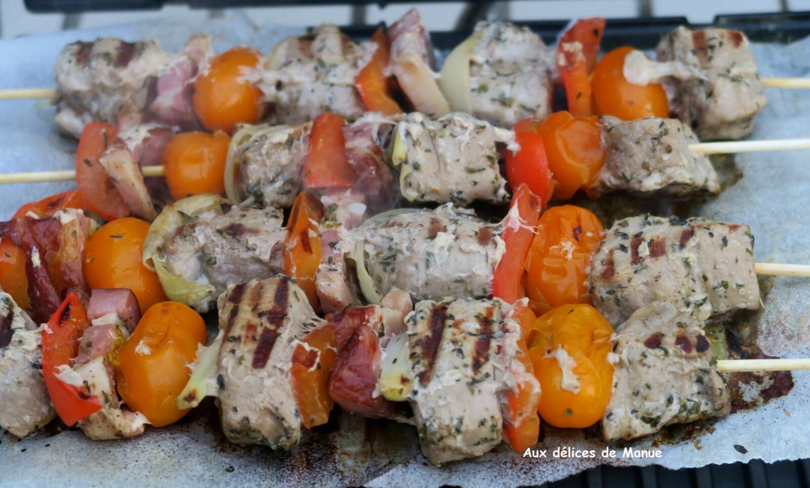 Recette Brochette de porc et poivron au barbecue