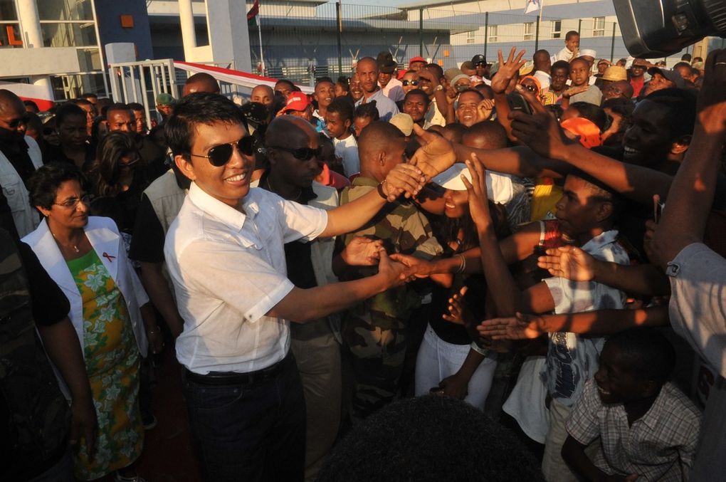 01.12.2012, Antsiranana. Le président Andry Rajoelina s'adressant à la population, place du  cinéma Ritz. Seconde partie. Photos: Harilala Randrianarison
