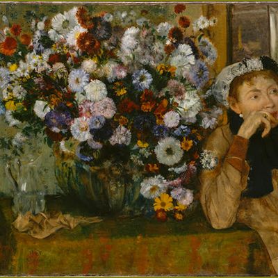 Les fleurs par les grands peintres -  Edgar Degas (1834-1917) femme et chrysanthèmes 1865