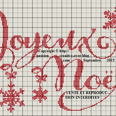 Grille gratuite point de croix : Joyeux Noel et Flocons