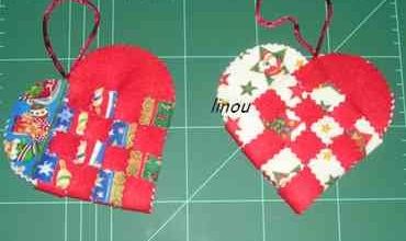 CŒUR TRESSE EN TISSU ET FEUTRINE FAÇON ORIGAMI