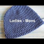 (crochet) How To - Crochet a Simple Beanie for Ladies - Mens Size (22"-24")