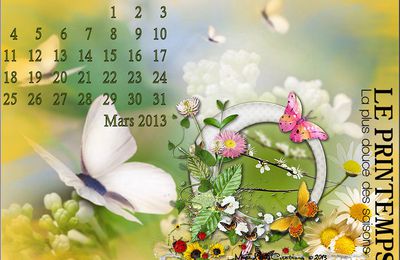 Calendrier du mois de mars