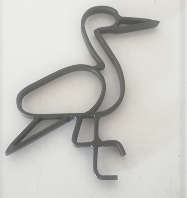 Cigogne 18 cm x 15 cm en fer plat 10x4