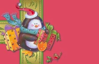 Mignon pingouin de Noël sur fond rouge