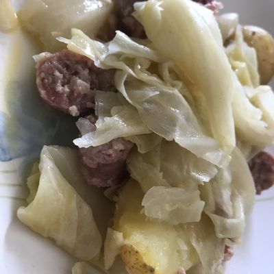 Choux bio à la saucisse et pomme de terre de Monsieur Dou
