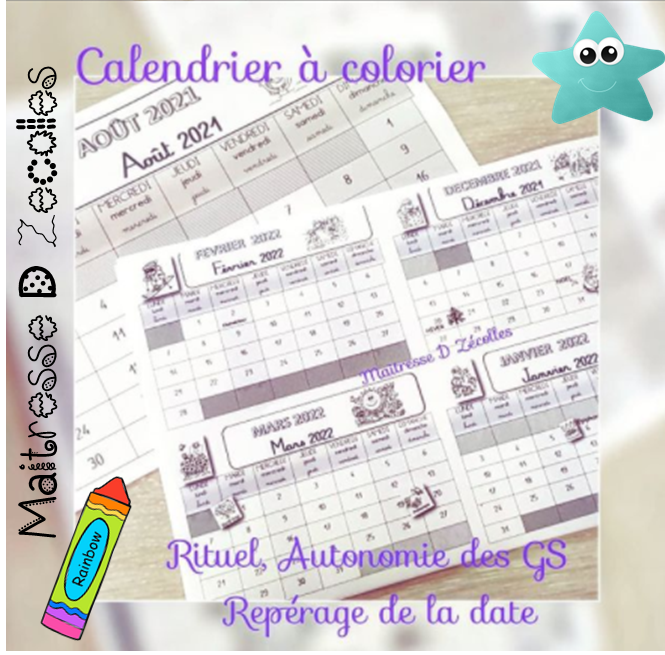 Un calendrier mensuel à colorier 2023/2024 - La tanière de Kyban