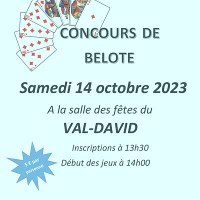 Concours de belote samedi 14 octobre 2023