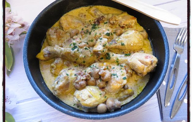 Pilons de poulet à la crème et au champignons