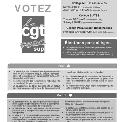 Elections au Cneser : du 12 au 15 juin, votez Fercsup CGT !