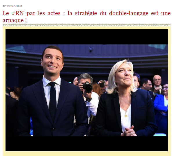 Le #RN par les actes : la stratégie du double-langage est une arnaque !