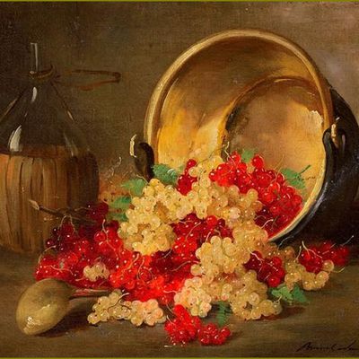 Fruits d'été par les peintres - Alfred Arthur Brunel De Neuville (1852-1941) nature morte aux groseilles