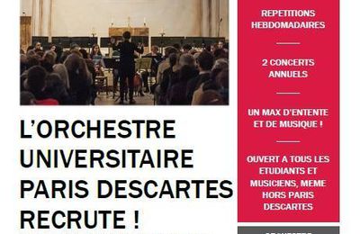 L'Orchestre Universitaire Paris Descartes recrute !