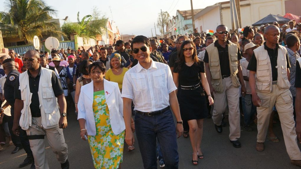 01.12.2012, Antsiranana. Le président Andry Rajoelina s'adressant à la population, place du  cinéma Ritz. Première partie. Photos: Harilala Randrianarison