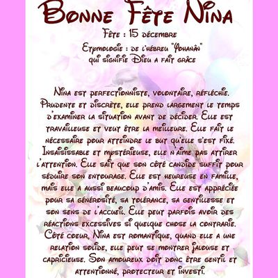 Carte Bonne Fête Nina - 15 Décembre