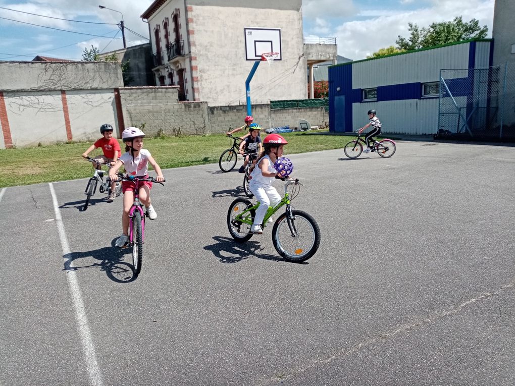 Quelques photos de nos entraînements vélos au stade avant nos exploits sur le bord du canal !