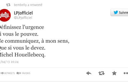 Le 1er tweet de Michel Houellebeq......