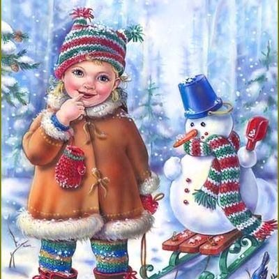 Bonhomme de neige en illustration  par Irina Lombardo