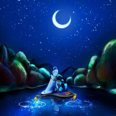 Aladdin - Jasmine - Disney - Nuit - Lune - Etoiles - Wallpaper - Free