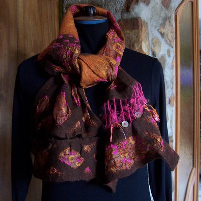 FOULARD SOIE ET LAINE FEUTREE