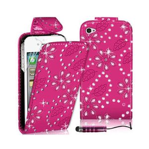 DIAMOND LEATHER FLIP CASE COVER FITS APPLE IPHONE 4/4s -Rose red SKU: MKC-9248