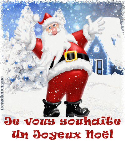 Gif Anime Je Vous Souhaite Un Joyeux Noel Avec Pere Noel Les Gifs Animes De Dentelledelune