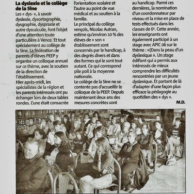 Colloque annuel organisé par la PEEP au collège de Sine, à Vence