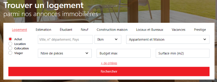 Un tableau pour filtrer les annonces immobilières