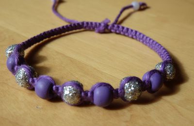 bracelet shamballa violet et argent