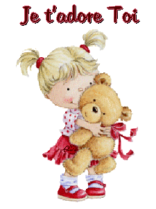 Je t'adore toi - Enfant - Fille - Ourson - Gif animé - Gratuit