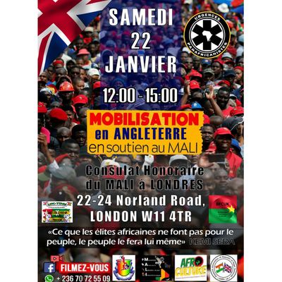 Mobilisation en Angleterre en soutien au peuple malien le 22 janvier 2022