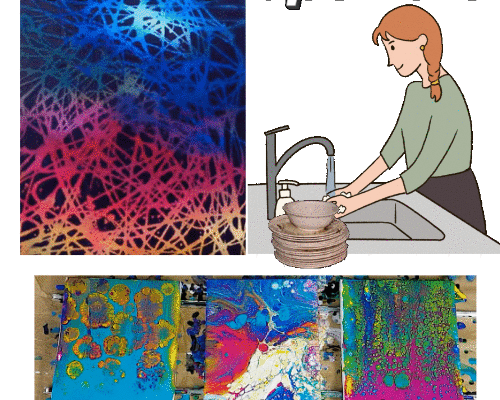 Dessin et peinture - vidéo 4455 : Comment peindre avec du liquide vaisselle ? - acrylique.  ,