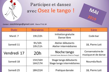 Programme d'Osez le tango-Mai 2019